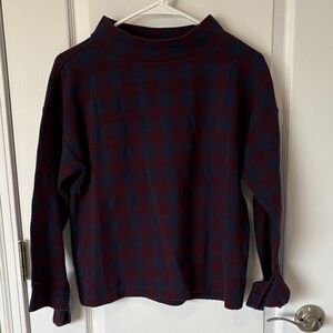 Ann Taylor Checkered Blouse in Navy and Burgundy